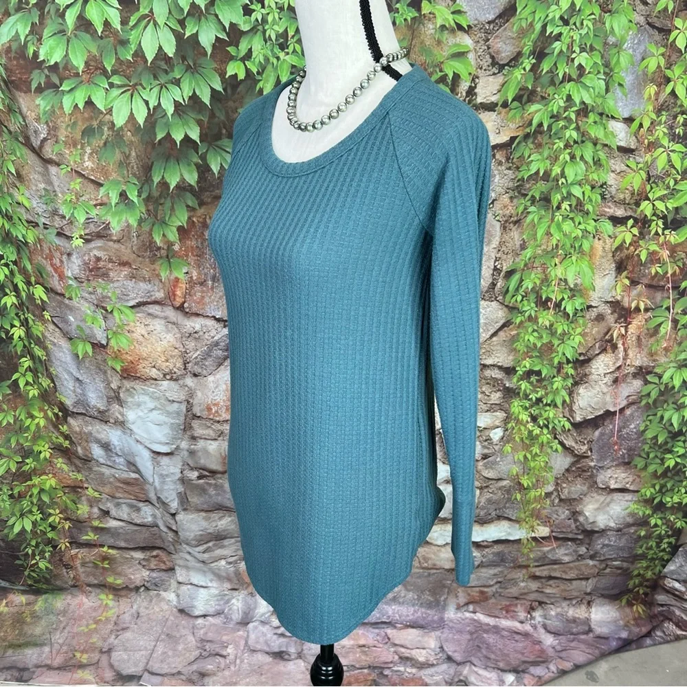 CHASER Green Waffle Weave Button Cuff Bohemian Thermal Shirt, S - Picture 7 of 11
